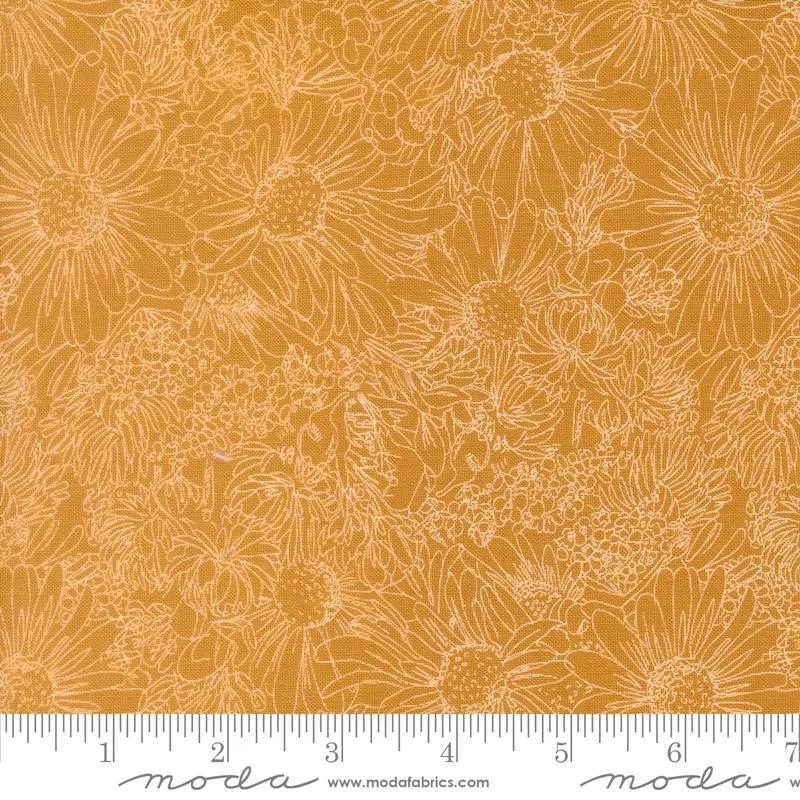 Ladybug Whimsy : Pen Ink Flowers Golden - #48444-13 - Gingiber