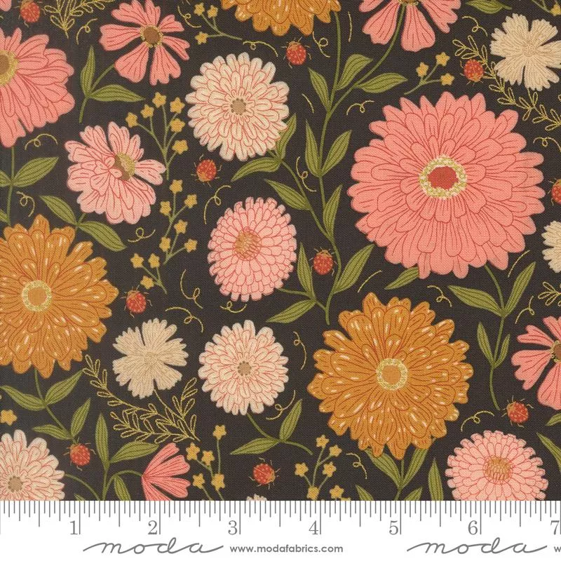Ladybug Whimsy : Zinnias Ladybugs Metal Midnight - #48440-18M - Gingiber