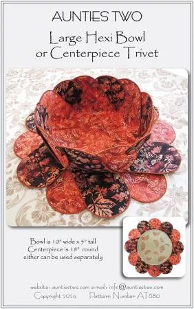 Large Hexi Bowl or Centerpiece Trivet Pattern by Aunties Two