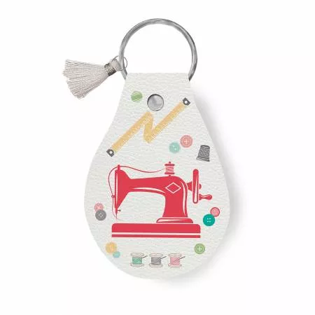 Leather Circle Key Chain My Happy Place Sewing Machine