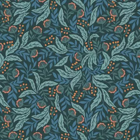 Lewis & Irene Wintertide Blue Floral w/Copper Metallic A585-3 ^