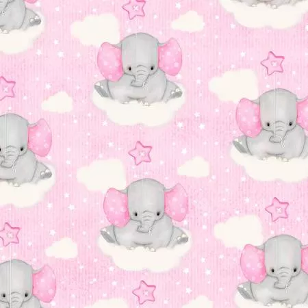 Light Pink Elephants - Flannel - #N0956AE-22