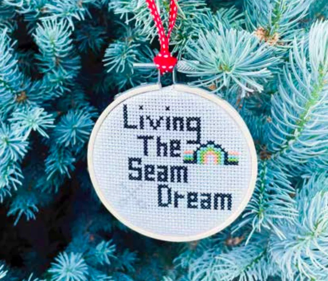 Living the Seam Dream Cross Stitch Ornament (Downloadable Hand Sewing Pattern)