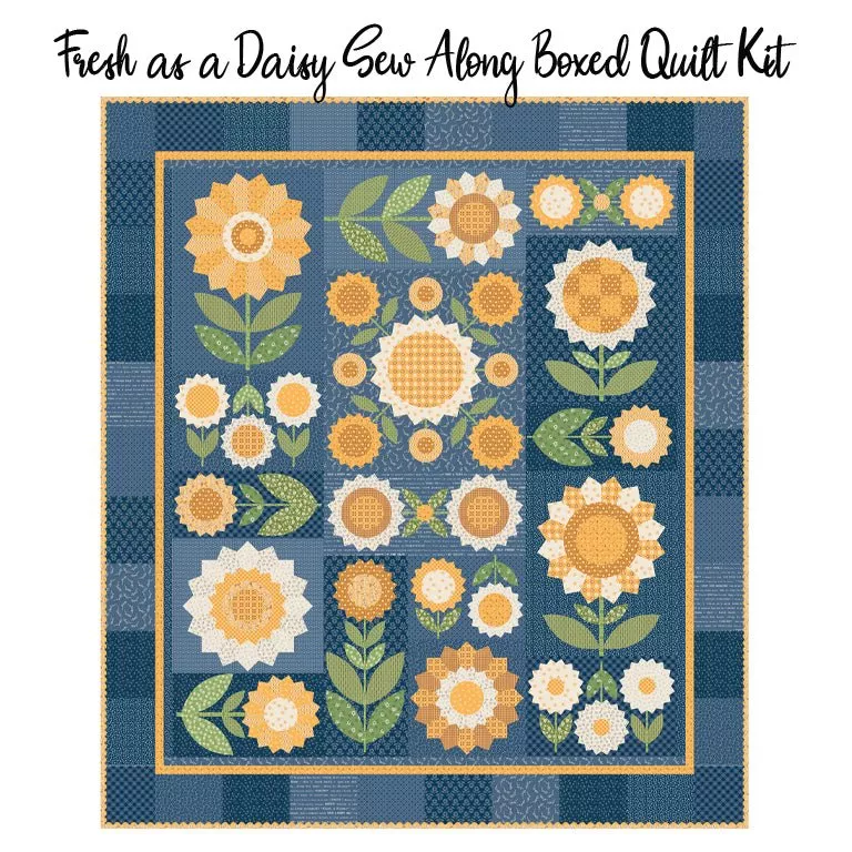 Lori Holt Fresh as a Daisy Sew Along Boxed Quilt Kit with Denim & Daisy from Riley Blake