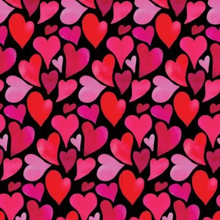 Love Matters - Clothworks - Curvy Hearts Black Y4633-3