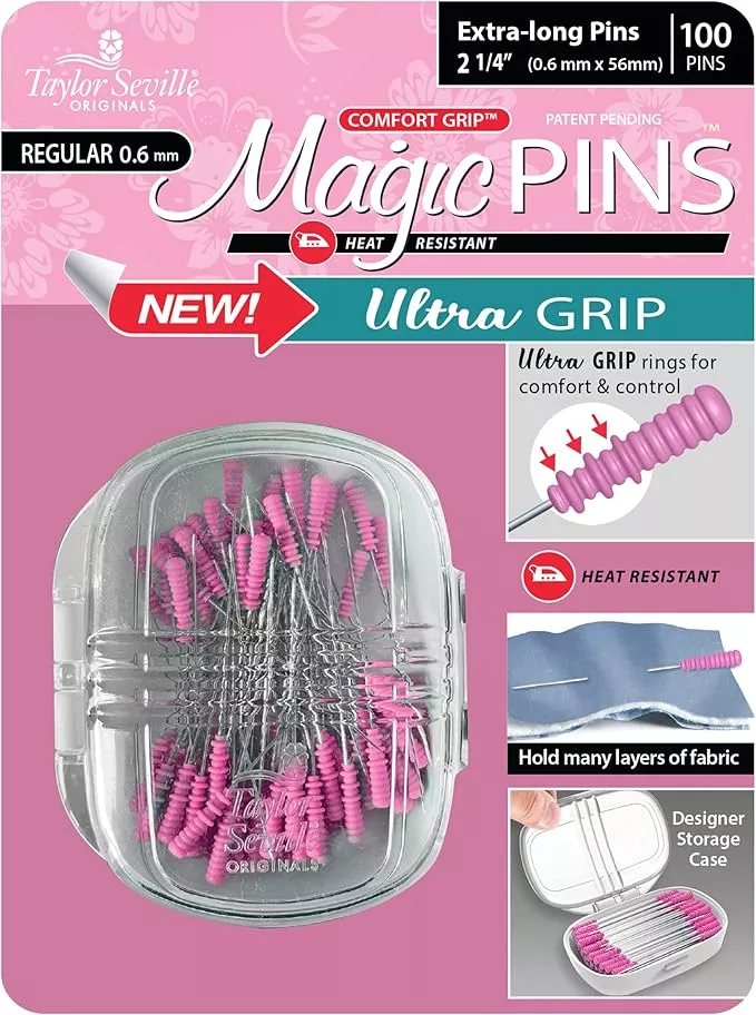 Magic Pins - Comfort Grip Pins - 21/4" Regular 0.6 Pkg of 100 in a Storage Case