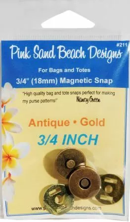 Magnetic Snaps 3/4"- Antique Gold - Pink Sand Beach Designs PSB211- 18mm