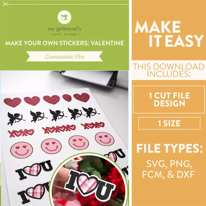 Make Your Own Stickers: Valentine (Downloadable Cut File Design)