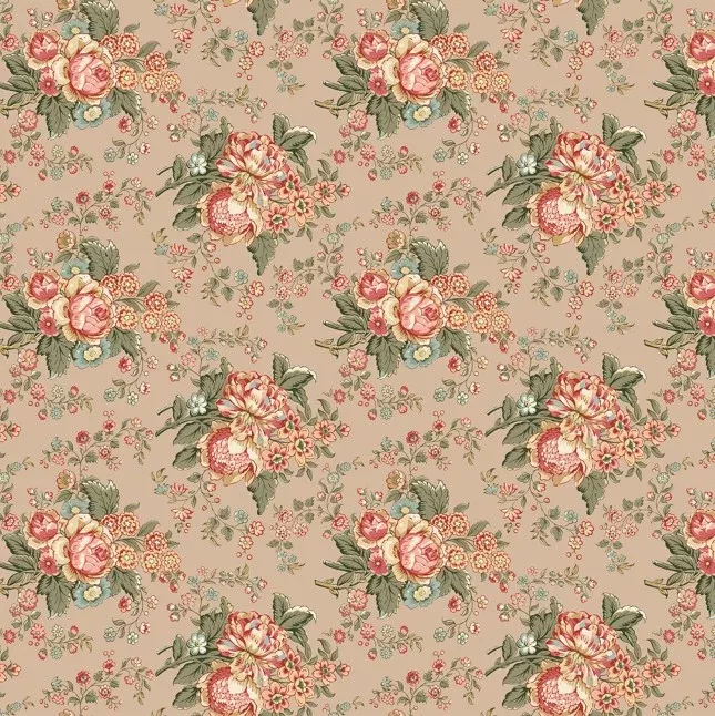 Manoir - Antiques Roadshow - Floral Bouquet Tan