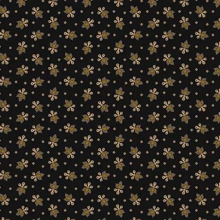 Marcus Fabrics 42" Cotton Black Sheep Friendly Flower by: Pam Buda R171932D-black