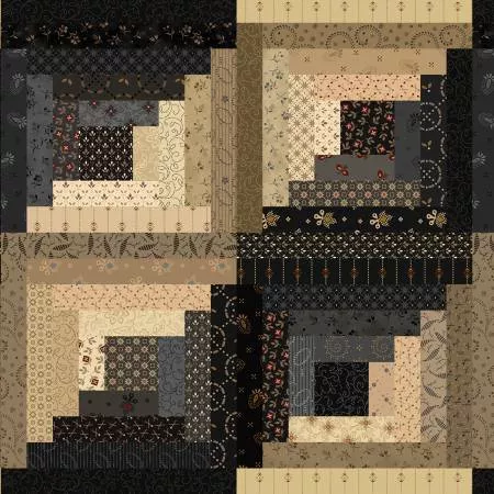 Marcus Fabrics 42" Cotton Black Sheep Log Cabin by: Pam Buda R171929D-black