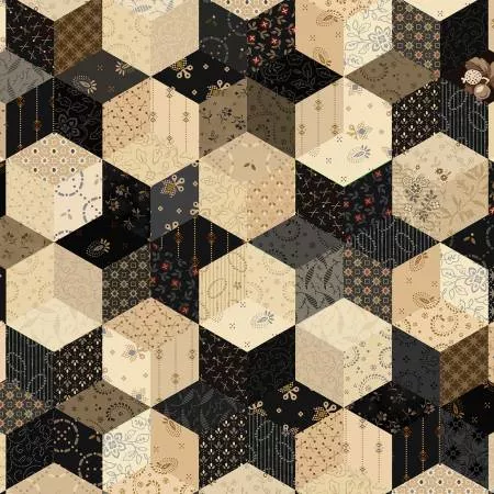 Marcus Fabrics 42" Cotton Black Sheep Stars by: Pam Buda R171930D-black