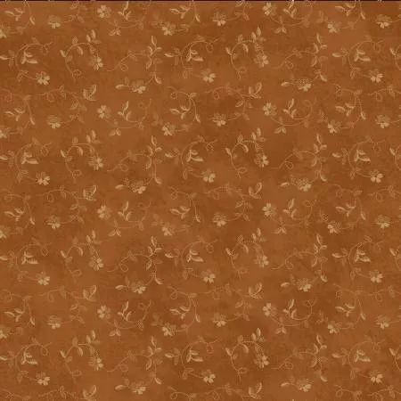 Marcus Fabrics Cheddar & Chocolate R170734-0129 Rust Twisting Flower '810018584931 ^