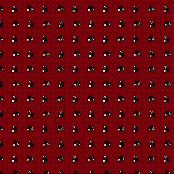 Marcus Fabrics Sturbridge Floral Petites Flowers Plus Red Fabric ONLINE PURCHASE ONLY