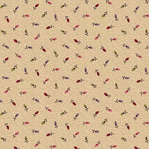 Marcus Fabrics Sturbridge Floral Petites Prairie Flowers Sand Fabric