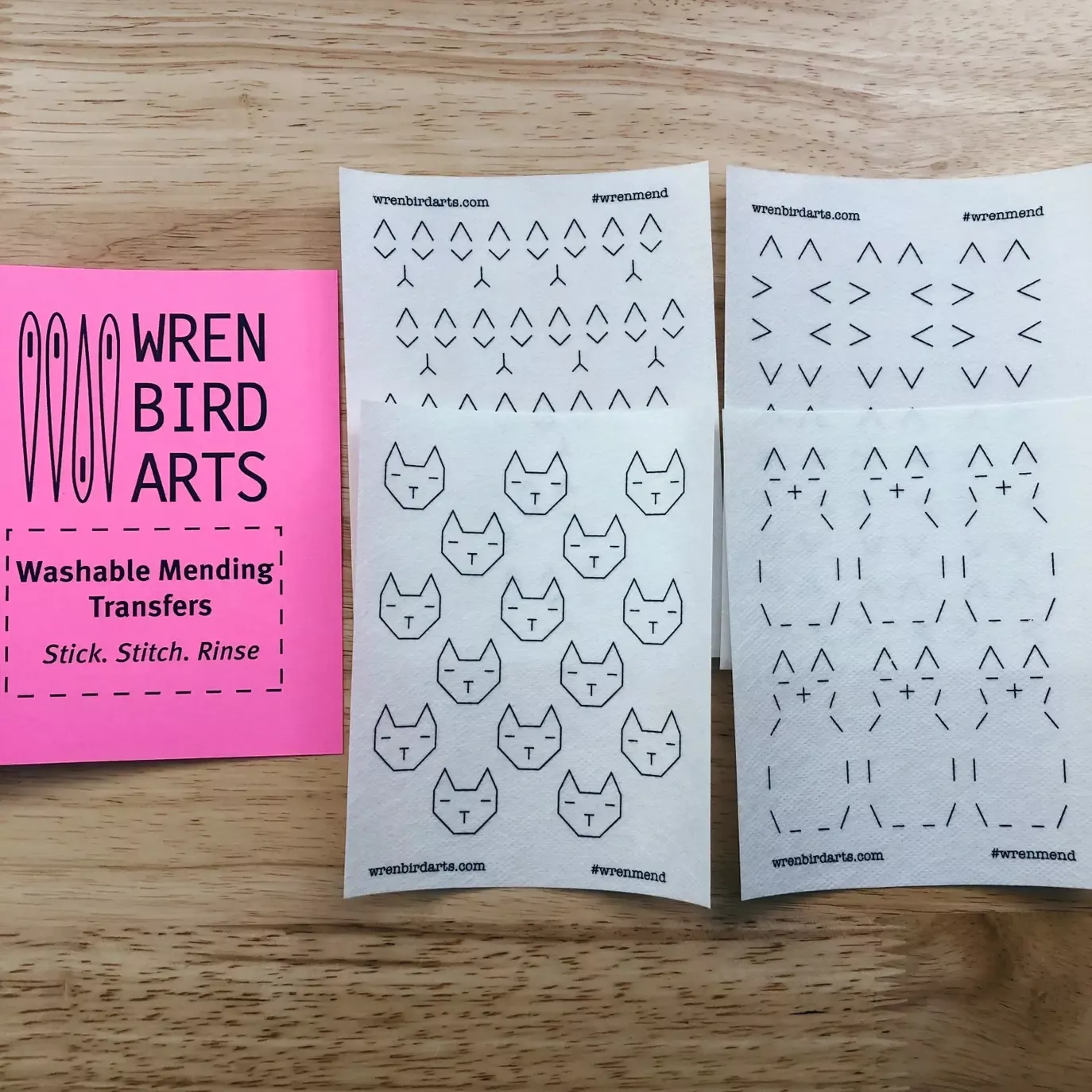 Mending Transfers Cats Pink