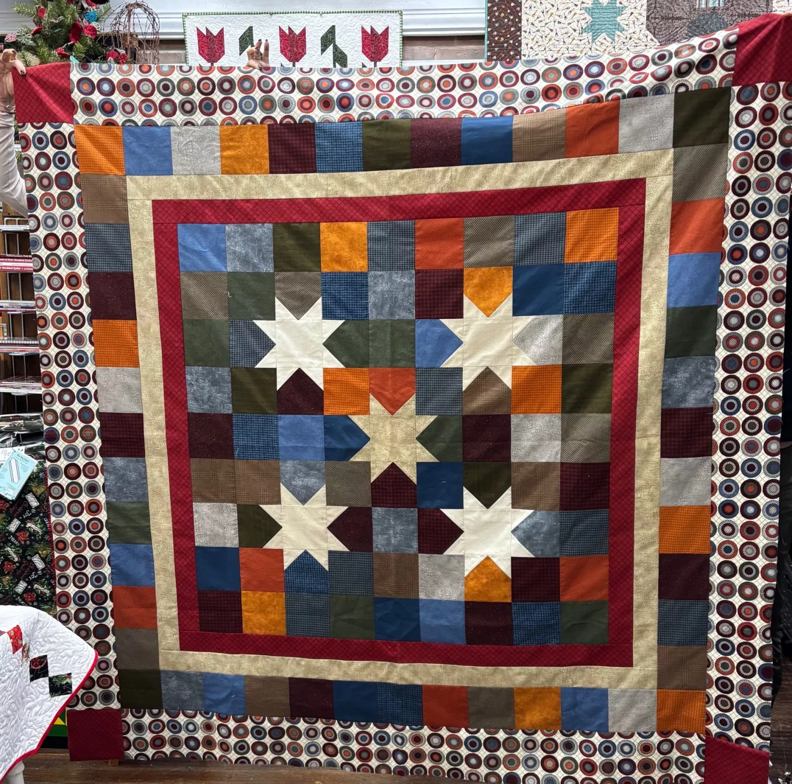 Mercantile Stars 75" X 75" Flannel kit MSkitcream