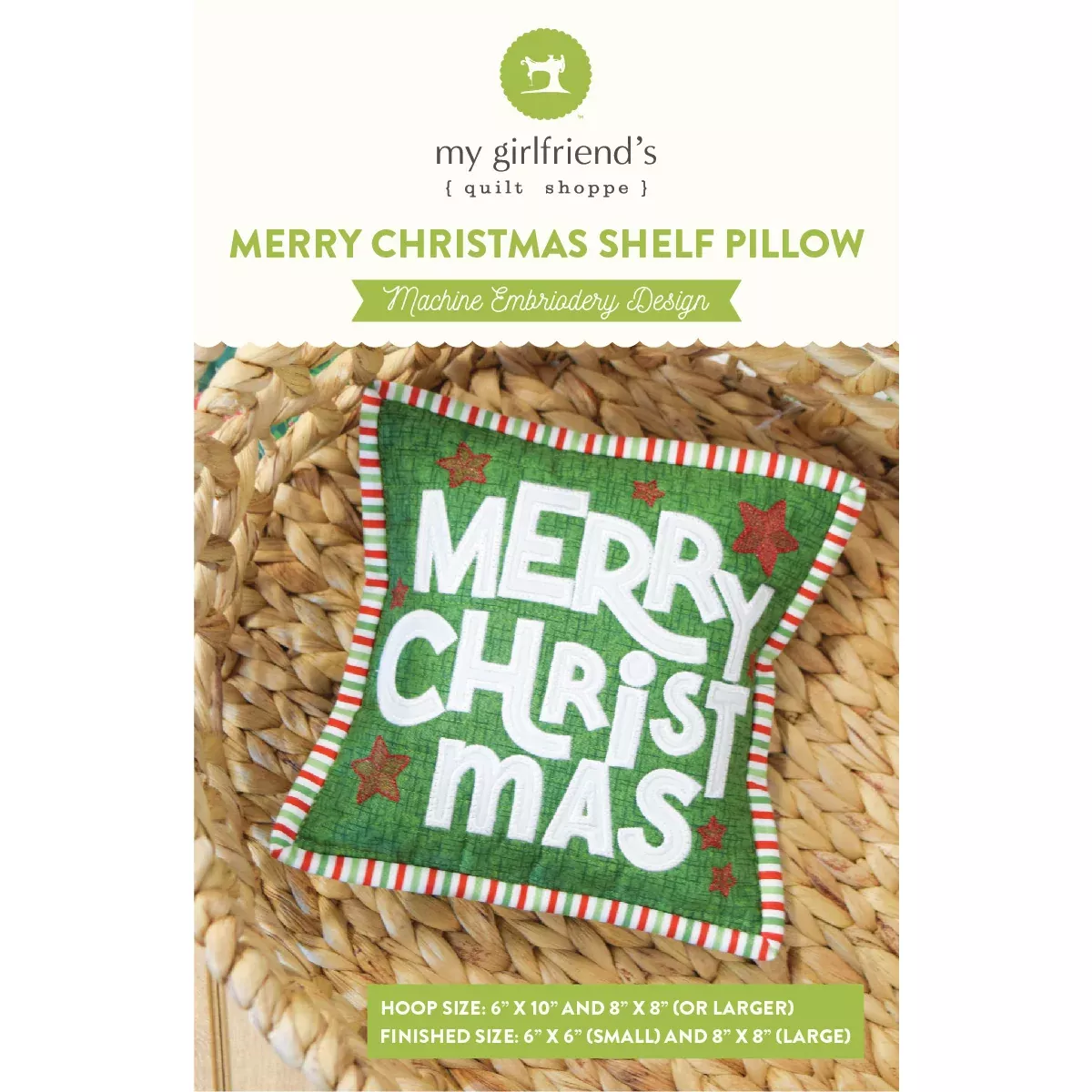 Merry Christmas Shelf Pillow (Downloadable Machine Embroidery Pattern)