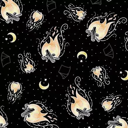 Michael Miller Light Up My World By The Light Of The Fire Glow In The Dark DG10459-BLAC-D ^