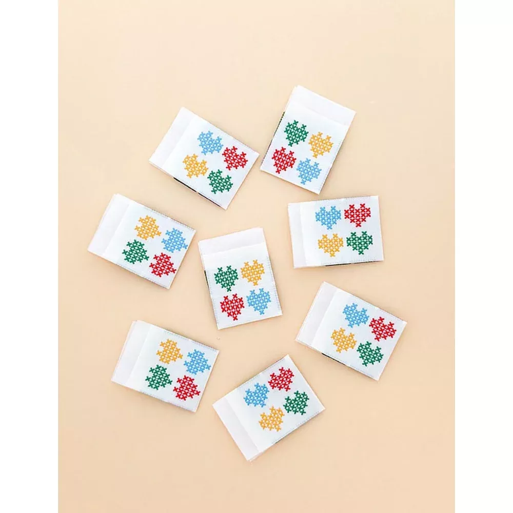 Minki Kim | Heart Stitch Folded Woven Labels - 8pk