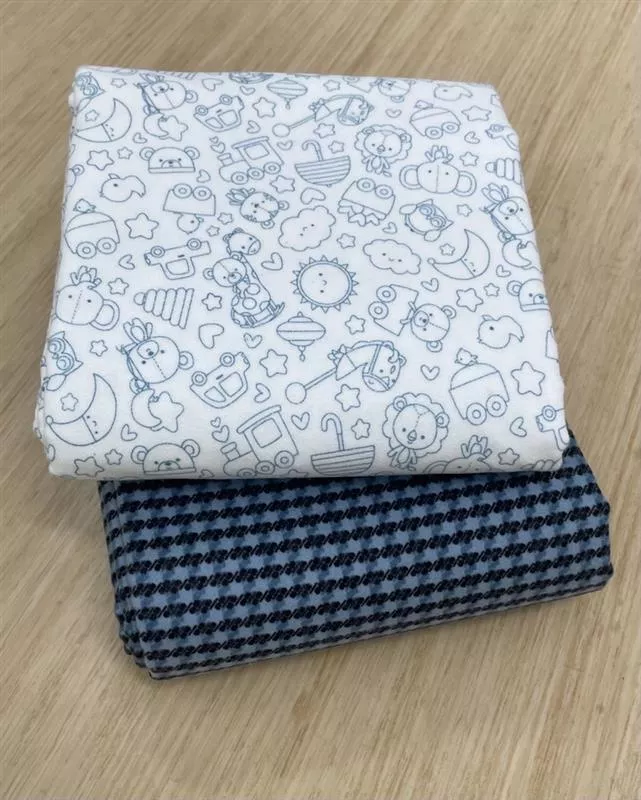 Mitered Baby Blanket Fabric Kit- Blue