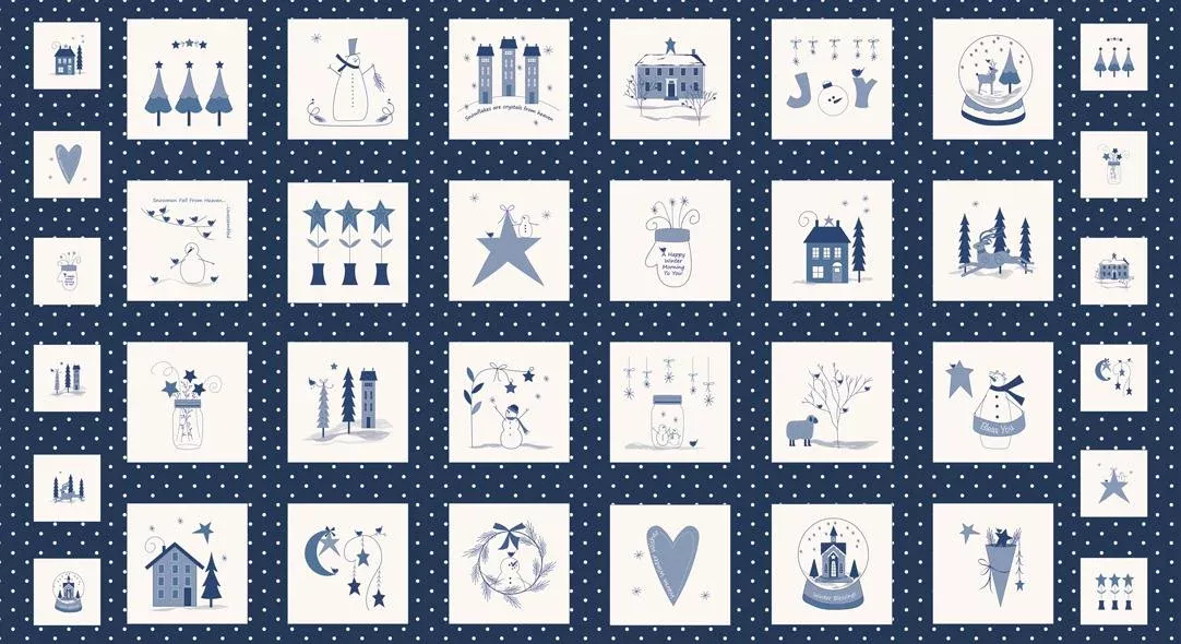 MODA Crystal Lane Panel 2980-15 Winter Blue - Cotton Fabric