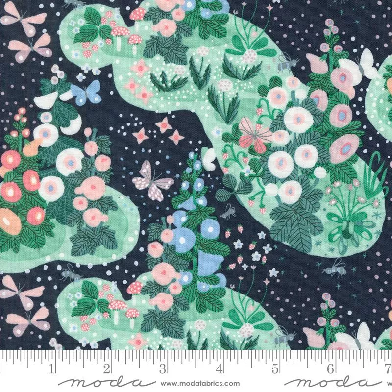 Moda Love Letter Fairy Garden Peacoat Fabric ONLINE PURCHASE ONLY