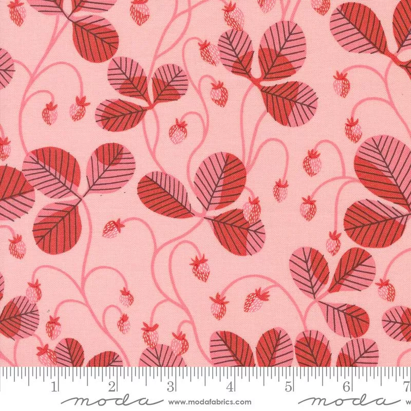 Moda Love Letter Strawberry Vines Light Pink Fabric ONLINE PURCHASE ONLY