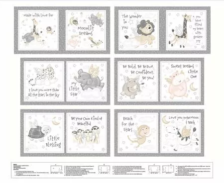 Moonlit Dreams in Gray Animal Book Panel by Studio E 8033P-09