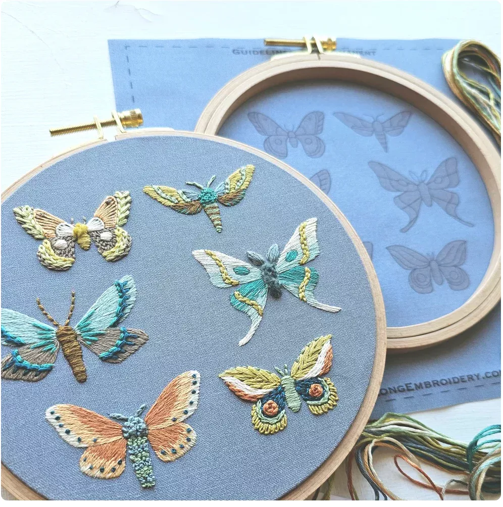 Moth Sampler Embroidery Kit