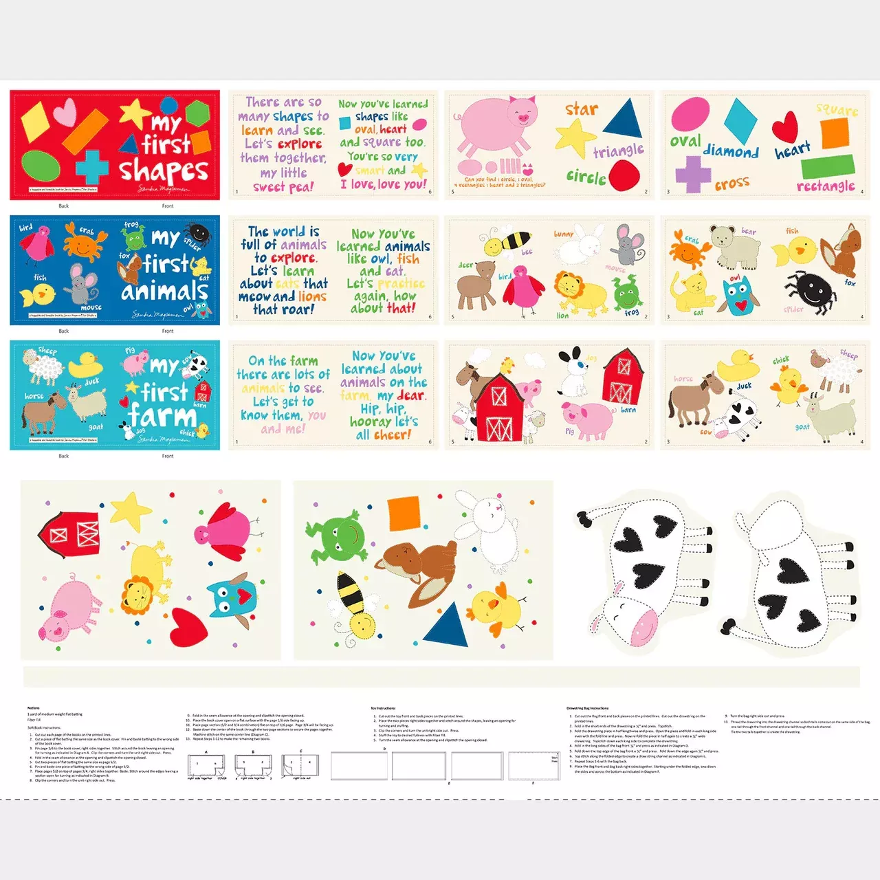 My First Book of Animal Rhymes - A Fabric Baby Book Panel by Studio e (MFB)