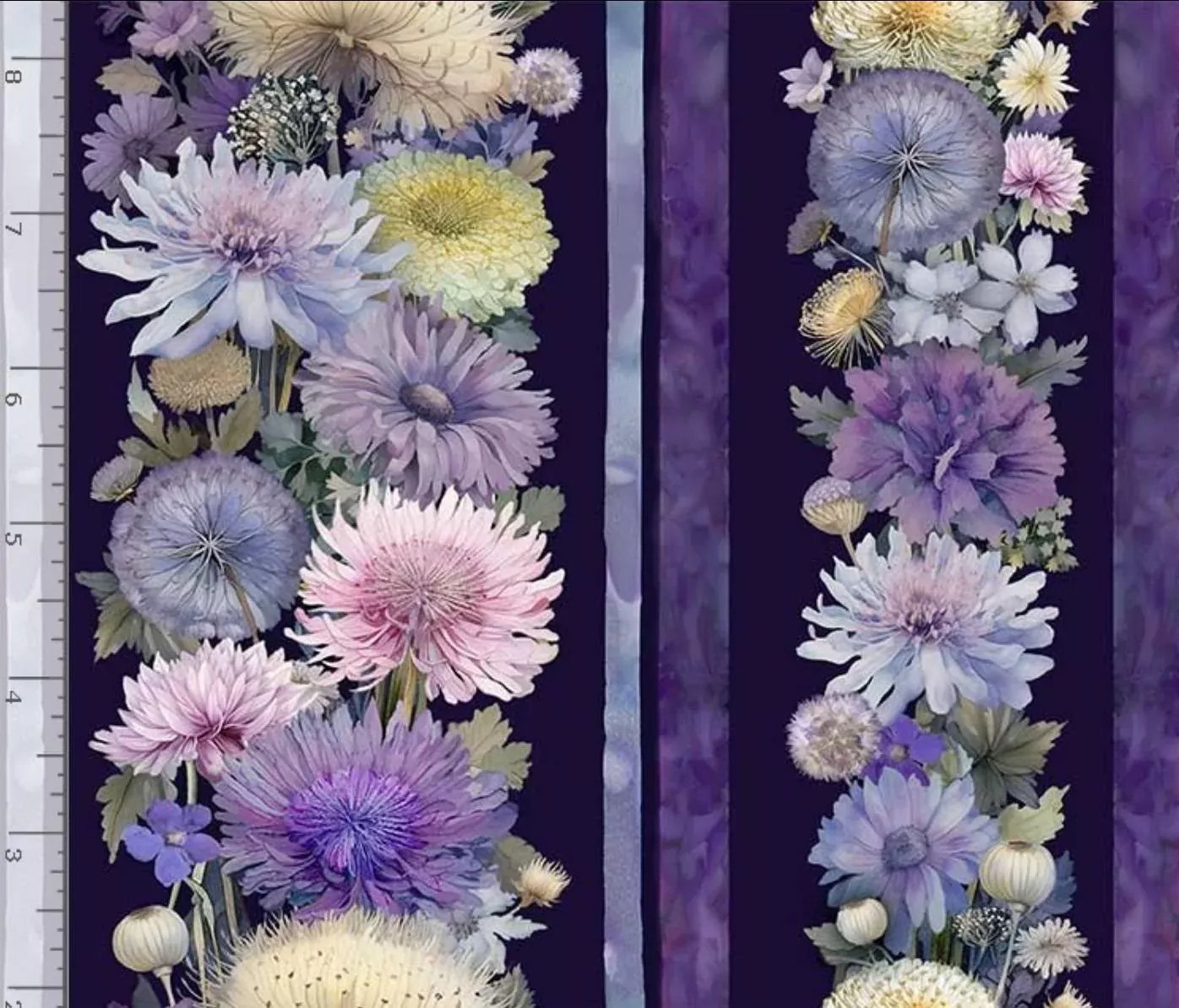 Mystic Meadow - Timeless Treasures - Border Stripe CD4212 PURPLE