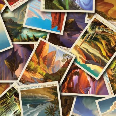 National Parks : 108" Wide Back - Postcard Toss Multi - #WB19161R-MULTI - Anderson Design Group