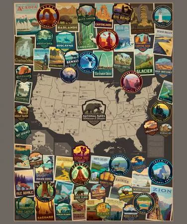 National Parks 36" USA Vertical Map Poster Panel - #PD15090-PANEL