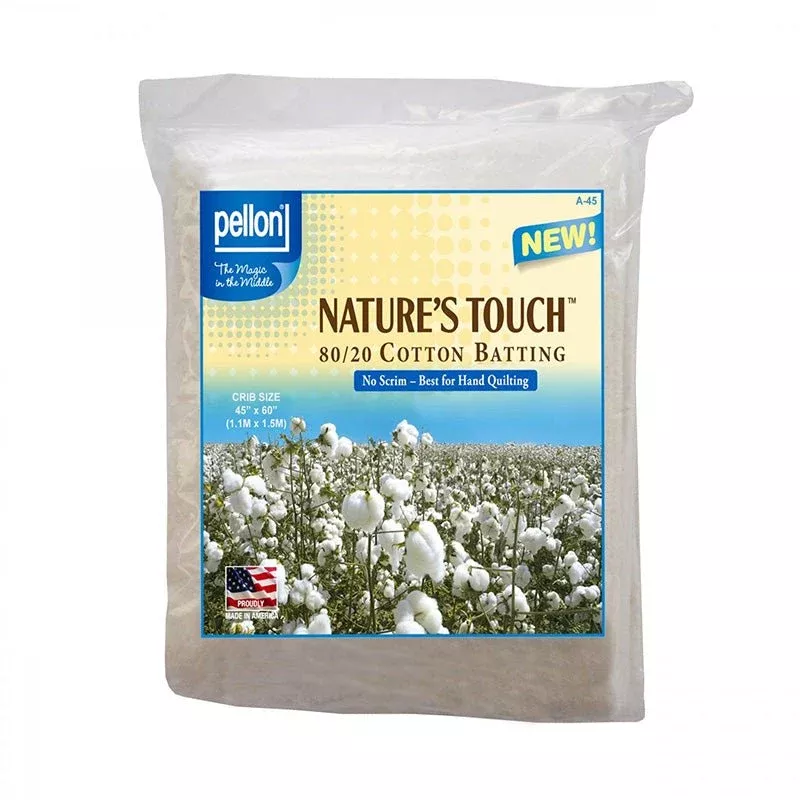 Nature's Touch 80/20 Cotton/Polyester Batting CRIB Size 45 X 60 by Pellon