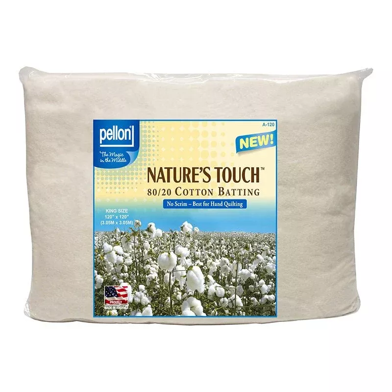 Nature's Touch 80/20 Cotton/Polyester Batting KING Size 120 X 120 by Pellon