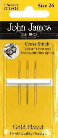 Needles John James Cross Stitch Tapestry Gold Size 26 3ct