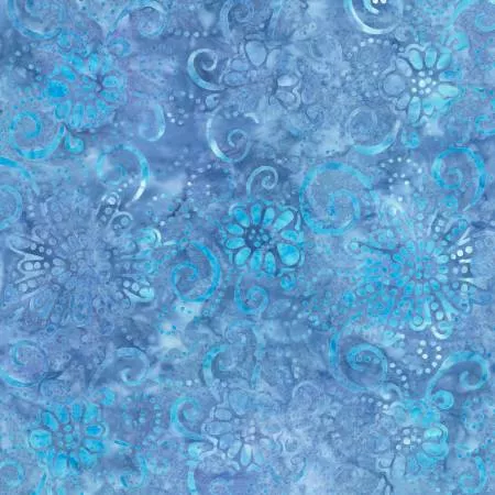 Neptune's Veil : Floral Swirls Medium Blue - #22332-440 - Wilmington Prints