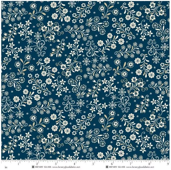 Nordic Holiday Village - Henry Glass - Blue Cream 3610-77