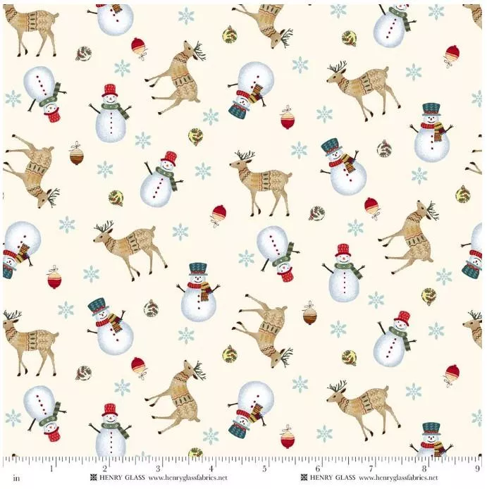 Nordic Holiday Village - Henry Glass - Cream Multi 3607-44