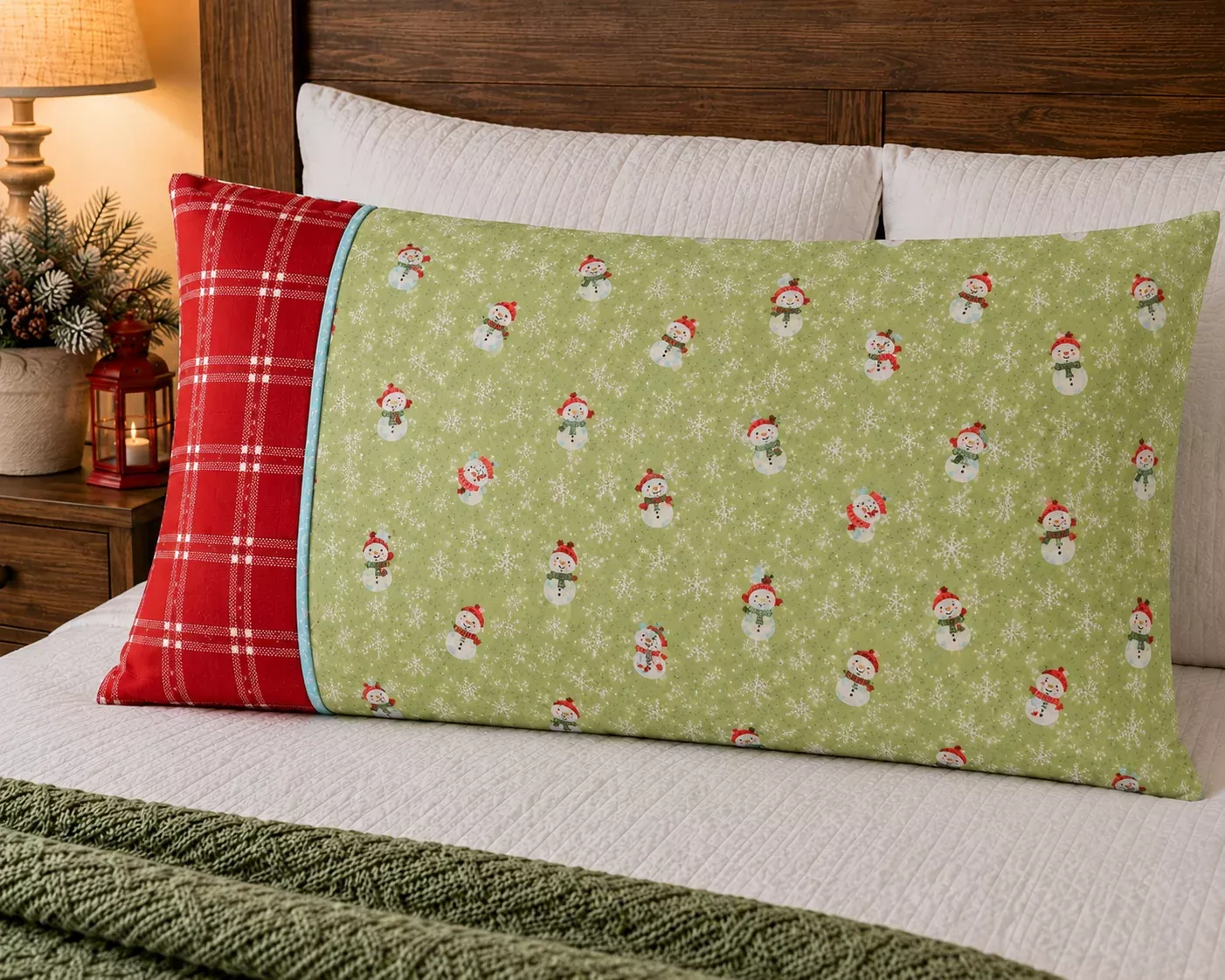 The North Pole King Size Pillowcase Fabric Kit- Green
