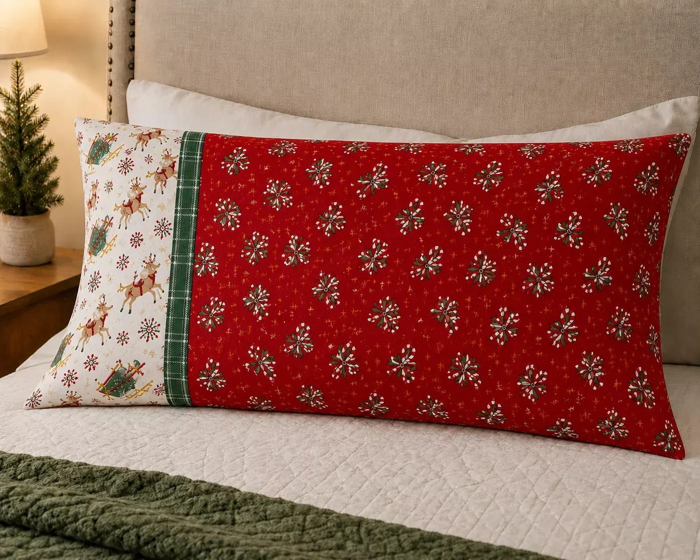 The North Pole King Size Pillowcase Fabric Kit- Red