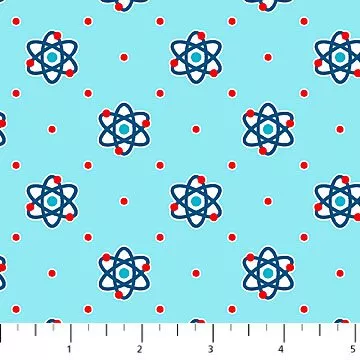 Northcott 10036-60 Atomic Rollicking Robots Turquoise^
