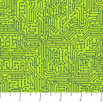 Northcott 10038-71 Circuitry Rollicking Robots Green ^