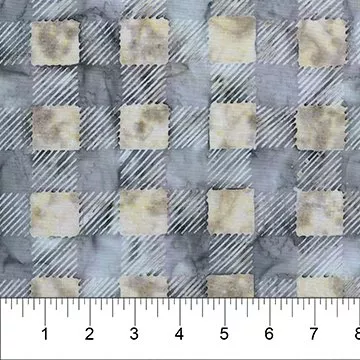 Northcott Banyan Batik Bear Paw Plaid 80557-91 Dove ^