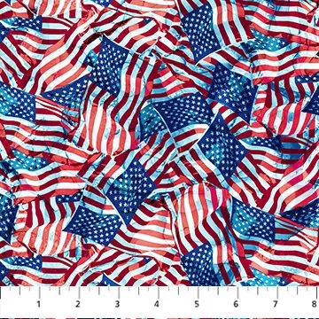Northcott DP25538-48 Patriot Flags Navy Multi Yardage 778149082897 ^