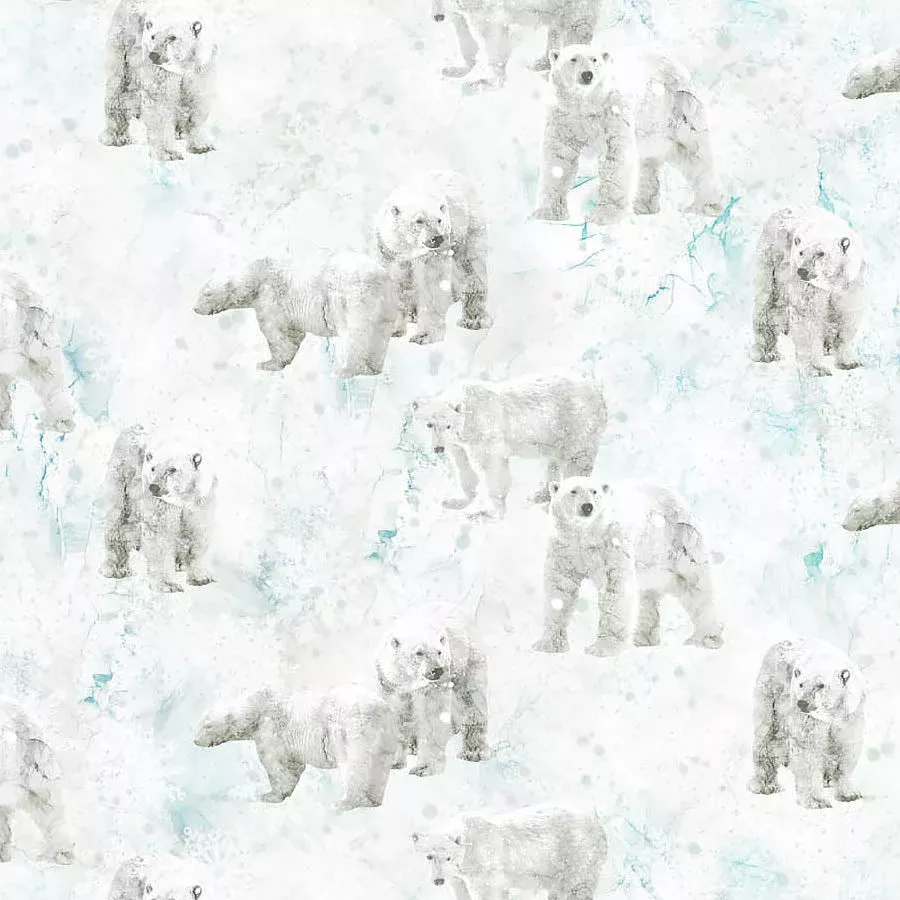 Northcott Tundra Crossing Polar Bears White 1 Yard Cut