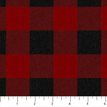Northcott West Creek Flannel W23907-24 Brookside Red and Black Plain ^