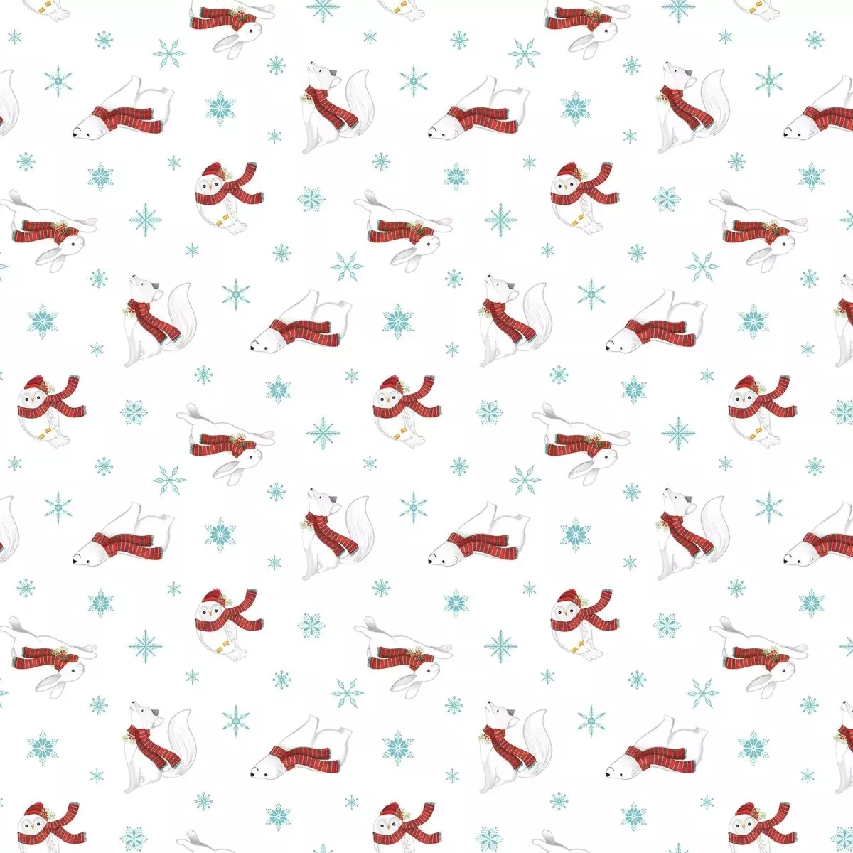 Northcott Woodland Wishes Bears & Snowflakes White/Multi 1 Yard Cut