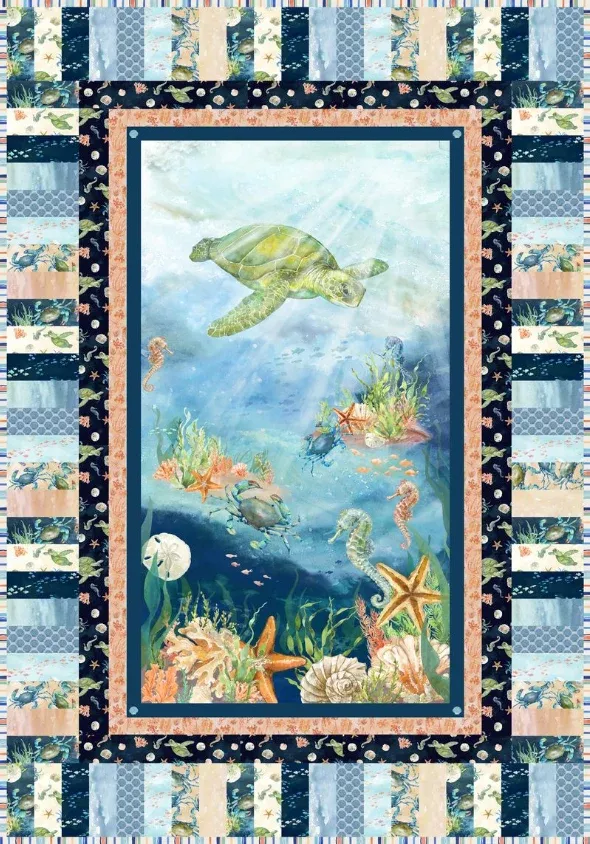 Ocean Life On Key Quilt Kit 42" x 60"